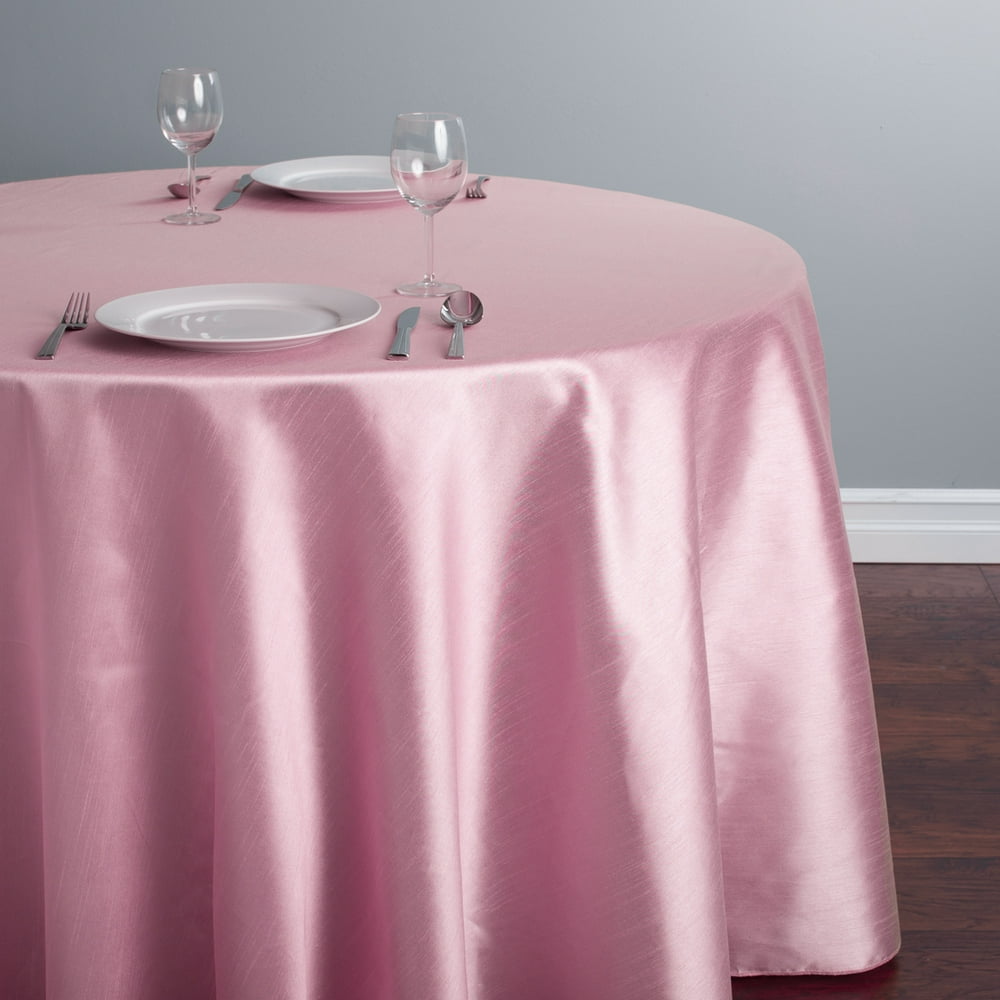 132 in. Round Shantung Silk Tablecloth Pink