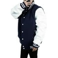 thumbnail image 3 of Varsity Letterman Baseball Jacket - Black Wool Jacket - Oversize Women Bomber Jacket - Faux White PU Leather Sleeves - High School University Jacket -Gift For Her - Valentines Gift - New Year Gift, 3 of 5