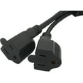 thumbnail image 4 of Y Splitter Extension Cord, 1.4FT 2 Way 1 to 2 Splitter Extension Cord, 3 Prong SJT 16AWG NEMA 5-15P to NEMA 5-15R x2, Male to Female Power Cord Cable Wire Extender Space Saver, 125V 13A 1625W, Black, 4 of 5