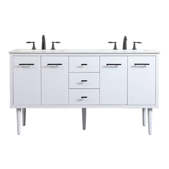 Elegant Decor Cyrus 60" Aluminum MDF Single Bathroom Vanity in White
