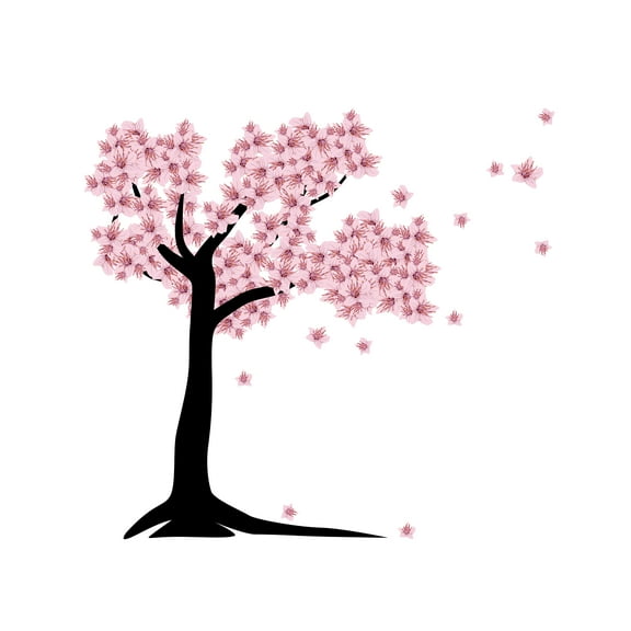 Cherry Blossom Vinyl Wall Decal-DIY Floral Decoration Sticker-Self Adhesive -Easy to use-Wall Mural to Transform a Room with a New Look -Size 10" x 9".