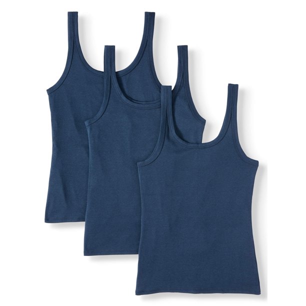 Time and Tru Women's Layering Tank Top, 3 Pack Bundle