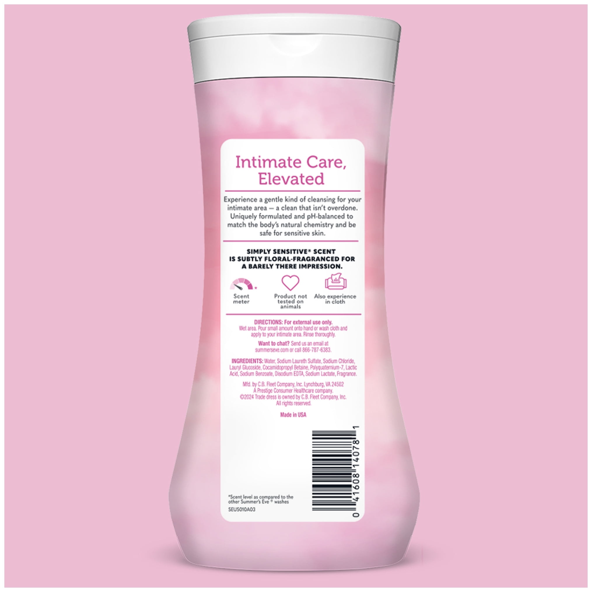 Summer’s Eve Simply Sensitive Daily Gentle Feminine Wash, Removes Odor, pH Balanced, 15 fl oz, 3 Pk