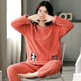 thumbnail image 1 of Conjunto de Pijama de franela para Mujer, ropa de dormir cálida de dibujos animados, estilo coreano, a la moda, para el hogar, Otoño e Invierno, 1 of 4