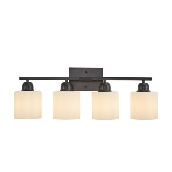 24.8" Black Modern 4-Light Bathroom Vanity Light - Frosted Glass Wall Sconce for Mirror, Dressing Room & Hallway (Bulbs Not Included)
