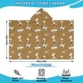 thumbnail image 2 of Brown Cartoon Dinosaurs Fossils Pattern Hooded Bath Towel，60"x35" for Ages 3 To 12 Kids, Quick Dry Lightweight Soft Microfiber Hood Beach Towel Cover Up for Kids, 2 of 7