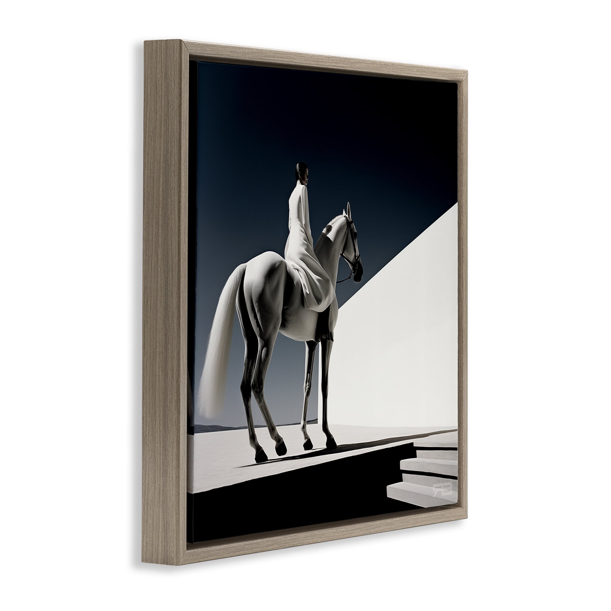 Stupell Industries Contemporary Scene with Horse People Painting Brown Floater Framed Canvas Art Print Wall Art, 25 x 25