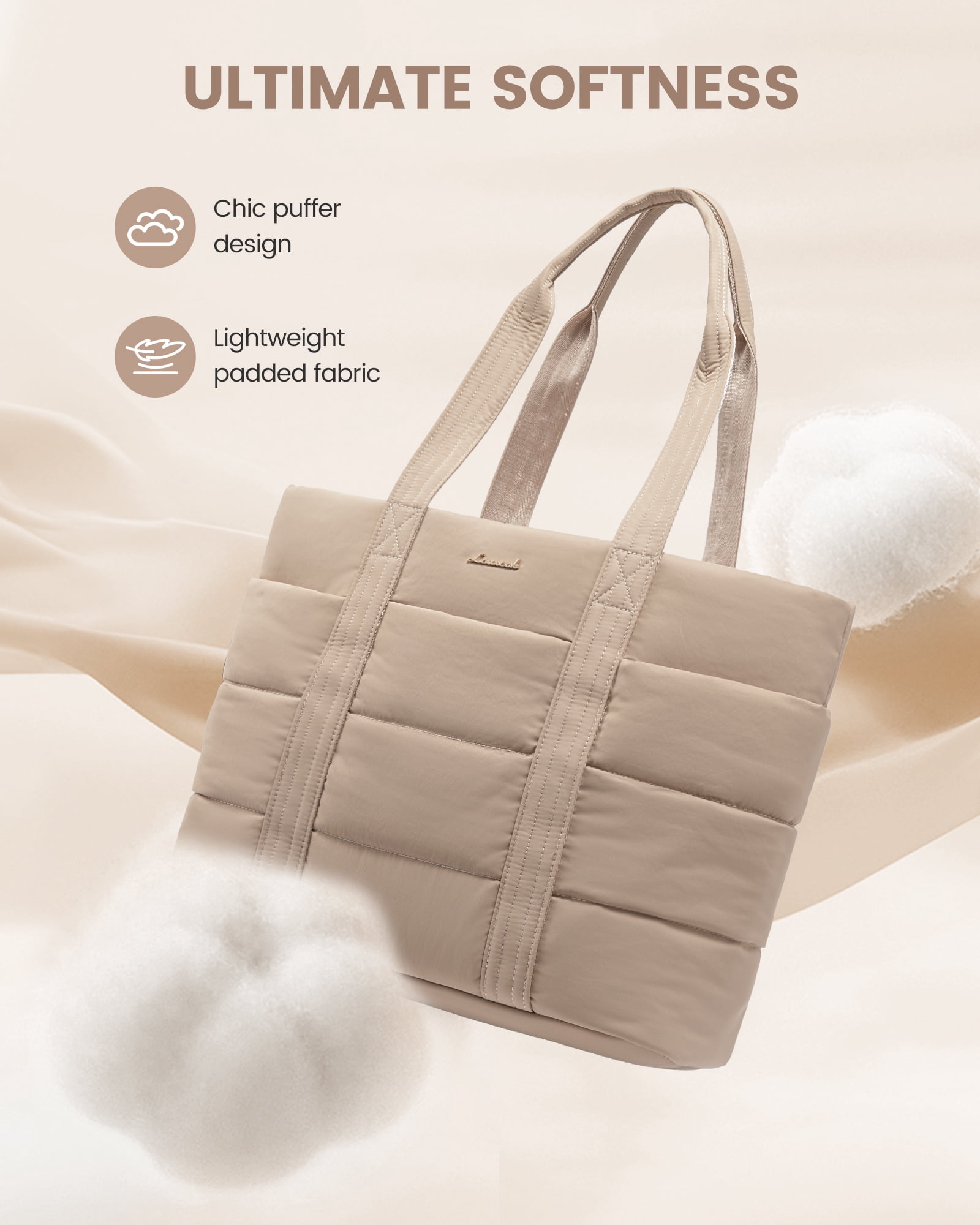Lovevook Diaper Bag Tote,Fashion Mommy Tote Bag Work Travel Diaper Bag Fit up to 15.6inch Laptop Chic Puffer Fabric Soft & Comfortable