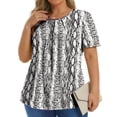 thumbnail image 2 of Fantaslook Dressy Blouses for Women Pleated Short Sleeve Tunic Tops Casual Floral Shirts, 2 of 8