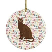 Havana Brown Cat Christmas Ceramic Ornament 2.8 in x 2.8 in