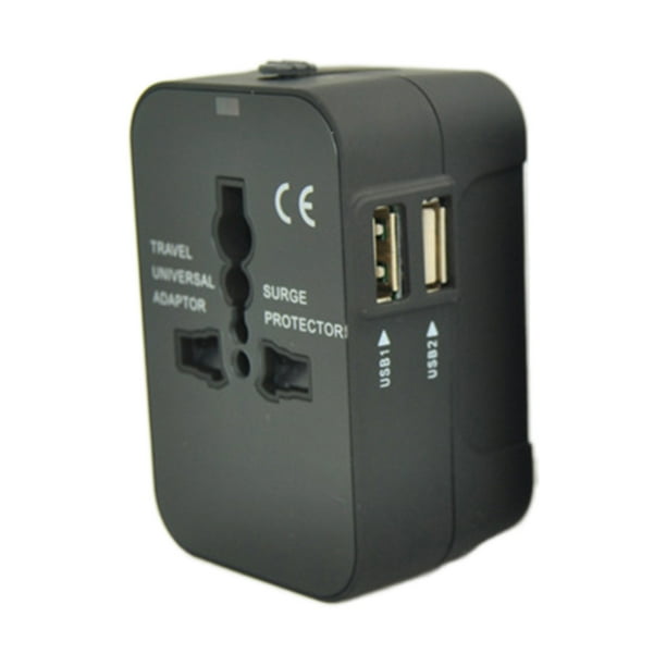 Dinheiro Adaptador de Viaje Enchufe de Viaje Mundial para más de 150 países, Adaptador Universal Mundial, Enchufe Reino Unido Inglaterra/Estados Unidos/UE Alemania/AUS con 2 Tomas USB Adaptador de