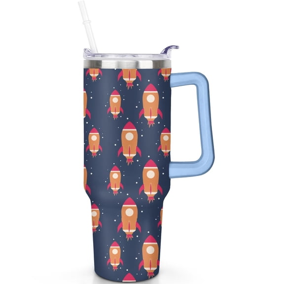 Vacuum Insulated & Leak Proof 40oz Space Tumbler with Handle Flip Straw Lid Space Tumblers with Lids Straws Stainless Steel