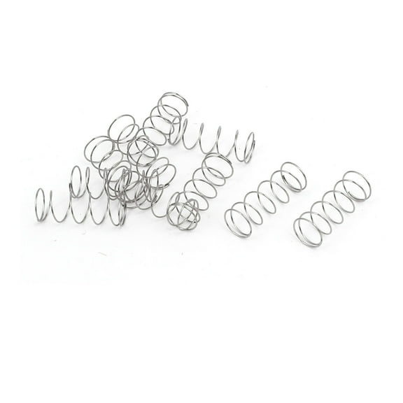 0.3mmx6mmx15mm 304 Stainless Steel Compression Springs Silver Tone 10pcs