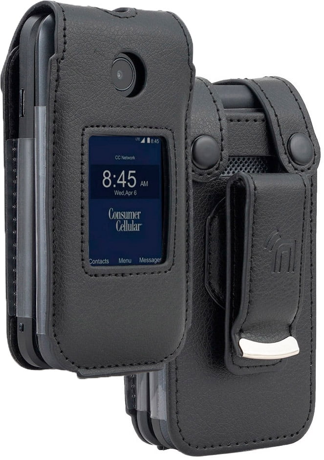 Case for consumer cellular link ii nakedcellphone black vegan leather