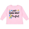 thumbnail image 3 of Inktastic Just Down Right Perfect Down Syndrome Awareness Ribbon Boys or Girls Long Sleeve Toddler T-Shirt, 3 of 5