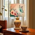 thumbnail image 6 of Linen Drum Lampshades Soft Pink Floral Bouquet Butterfly Pastel Colors 13"x13"x10" Light Shade for Table Lamps Floor Lamp Shades Lampshade Replacement Assembly Required, 6 of 8