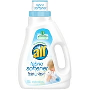 all for Sensitive Skin Free & Clear, 60 Loads Liquid Fabric Softener 48 fl oz