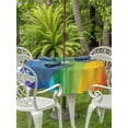 thumbnail image 2 of Outdoor Tablecloth with Umbrella Hole and Zipper, Colorful Striped Ombre Round Table Cloth 60 Inch Waterproof Tablecloth, Rainbow Stripes Modern Abstract Art Picnic Table Cover for Patio Camping, 2 of 7