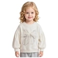 thumbnail image 3 of Gubotare Sweatshirt Kids Girls Oversized Sweatshirts Crewneck Long Sleeve Casual Loose Pullover Tops Size 7-8 (Beige,7-8 Years), 3 of 9