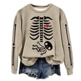thumbnail image 1 of Chandail de Mode Automne Hiver pour Femmes, Manches Longues Fines, Col Rond, Imprimé Halloween, Sans Capuche, Décontracté, 1 of 3