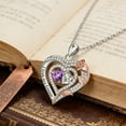 thumbnail image 6 of Flydeer Necklaces for Women 925 Sterling Silver Double Heart Birthstone Dainty Pendant Necklace Purple 5A CZ Anniversary Jewelry Gifts for Women, 6 of 6