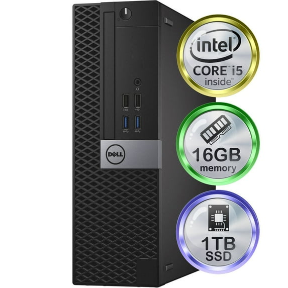 Restored Dell Optiplex 3050 Desktop Computer, Intel Core i5, 16GB RAM, 1TB SSD, Windows 10 Pro (Refurbished)