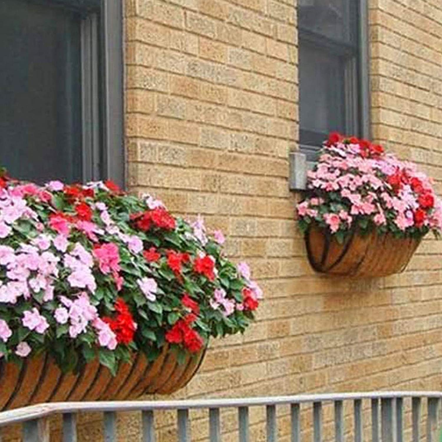 Kukuzhu Hanging Basket Coco Liners Replacement, Coconut Fiber Planter Liners, Natural, Thick and Sturdy, Suitable for Window Box Hanging Trough Planter, Garden Fence Flower Vegetables Pot (48inches)