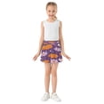 thumbnail image 3 of Girls' Skorts Elastic Waist Skorts with Inner Shorts Athletic Workout Shorts Skirts Orange Pumpkins and Flowers X-Small, 3 of 9