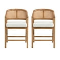 thumbnail image 2 of Christopher Knight Home Mid-Century Modern 24" Counter Stools, Cane Backs, Solid Wood, Beige+Natural, Set of 2, 2 of 8