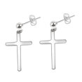 thumbnail image 4 of Pendientes de Perno Colgante Cruz Color Plata Pulida Sunnimix Pendiente cruzado de acero inoxidable, 4 of 8