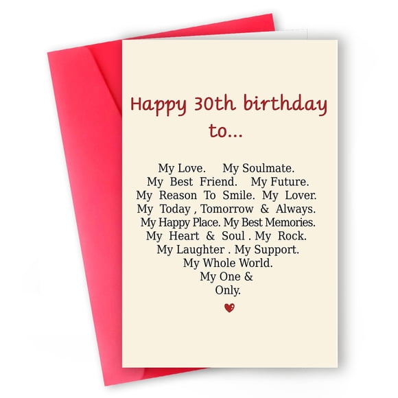 Tarjeta de cumpleaños 30 romántica y de amor MQMRYeto