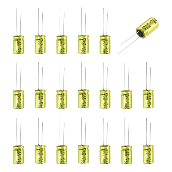4.7uF 100V Non-Polarized Electrolytic Capacitor, 10mm x 17mm Aluminum Audio Capacitors for DIY Projects Audio Tweeter Frequency Divider Pack of 20