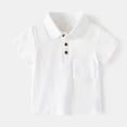 thumbnail image 1 of ¡Liquidación de verano! Conjuntos Honeeladyy Fashion de camisetas casuales de manga corta y cuello vuelto para niño, pantalones cortos lisos y abotonados para la escuela (blanco, 6-7 años), 1 of 3