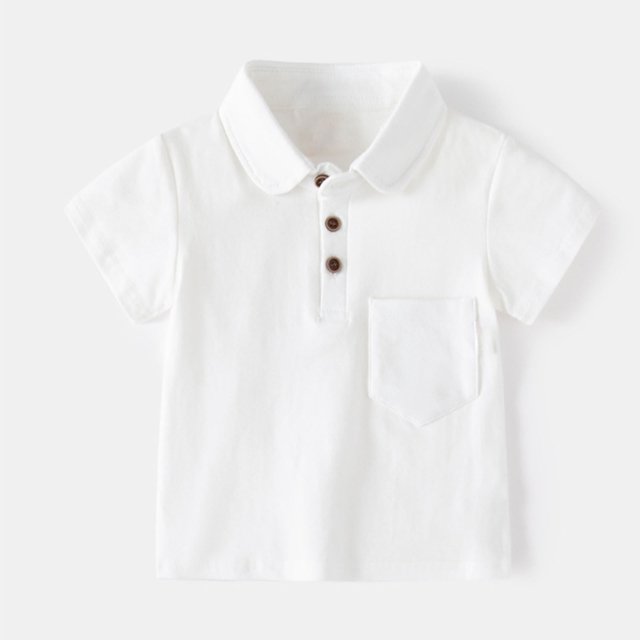 ¡Liquidación de verano! Conjuntos Honeeladyy Fashion de camisetas casuales de manga corta y cuello vuelto para niño, pantalones cortos lisos y abotonados para la escuela (blanco, 6-7 años)