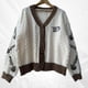 thumbnail image 2 of Cárdigan de punto con bordado Floral para mujer, cárdigans holgados de alta calidad Y2k Regulai Fit Beige, tendencia de otoño 2024, 2 of 5