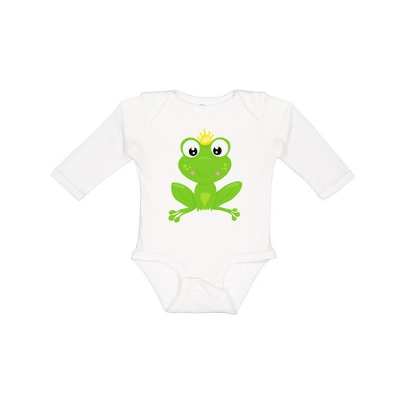 Inktastic Frog Prince, Cute Frog, Frog With A Crown Boys or Girls Long Sleeve Baby Bodysuit