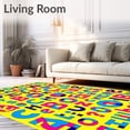 thumbnail image 2 of ODIKA 4'x6' Machine Washable Non-Slip Area Rug, Whimsical Educational with Mixed Letters Numbers and Abstract Shapes High Traffic Rug with Pad, Yellow, 686625, 2 of 8
