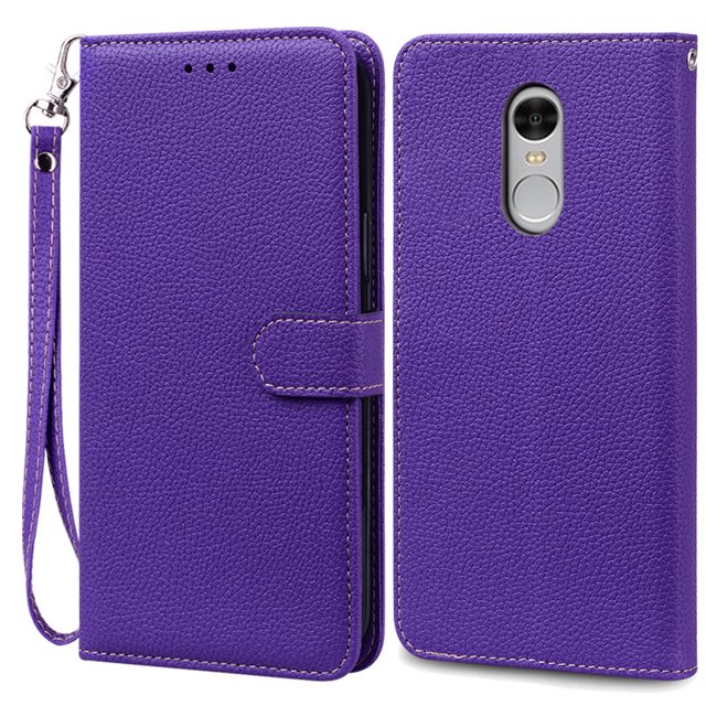For Xiaomi Redmi Note 4 Case Note 4X Leather Flip Case For Xiaomi Redmi Note 4 Global Wallet for Xiaomi Redmi Note 4X Phone Case Dark Purple -Strap For Redmi Note 4