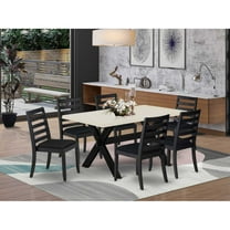 East West Furniture X-Style 7-Piece Modern Dining Table Set in Linen White