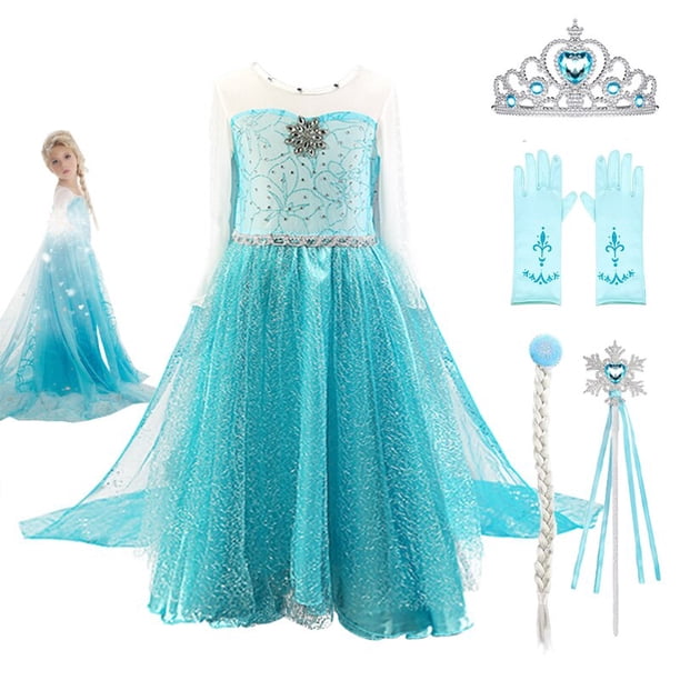 Vestido de princesa Elsa para niña, disfraz de reina de la nieve, corpiño de cristal sintético ostentoso, ropa de fiesta Fivean unisex