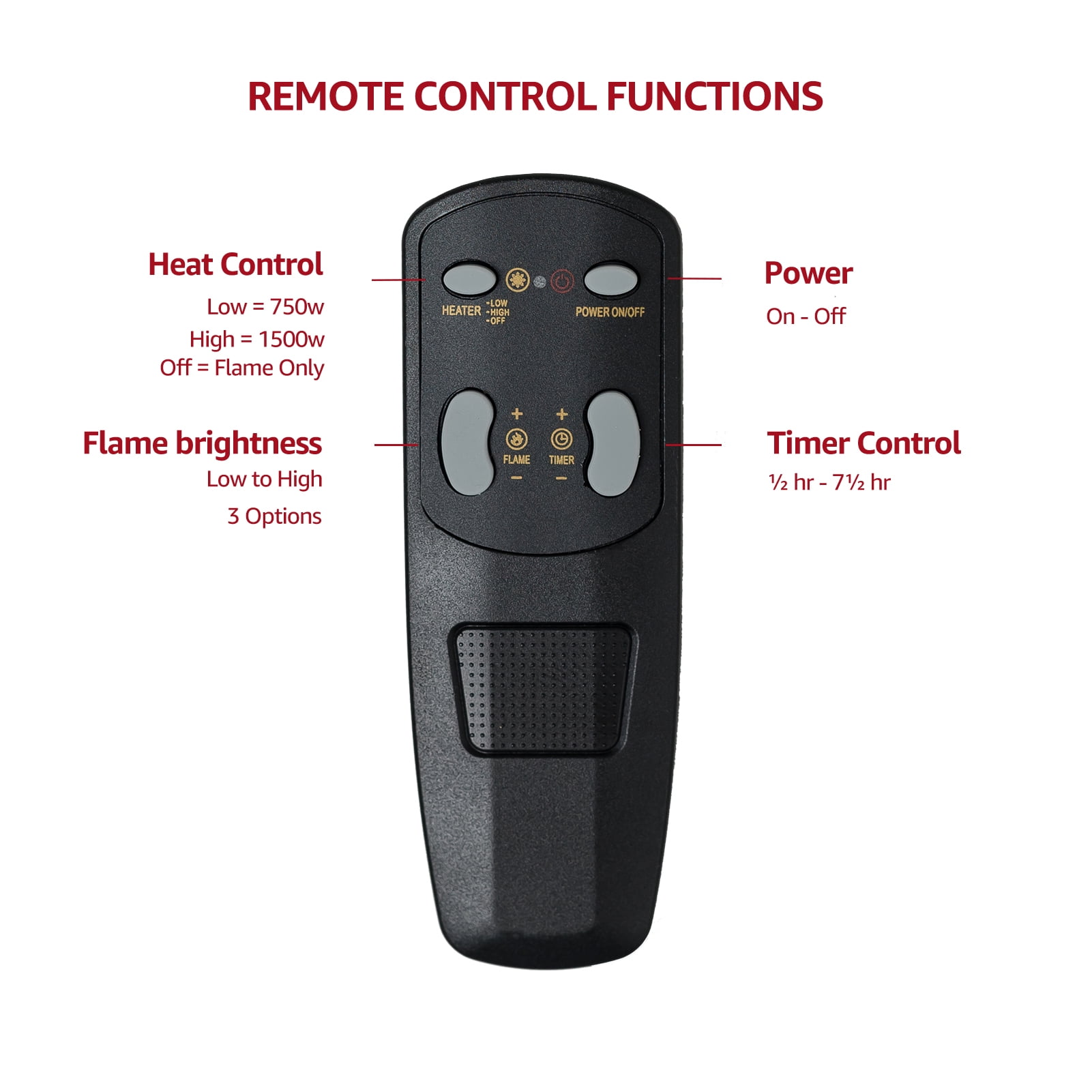FLAME&SHADE Portable Freestanding Electric Fireplace Stove Heater with Remote, 24"