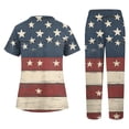 thumbnail image 4 of Women’s 4th of July Scrub Set, 250th Anniversary USA V-Neck Short Sleeve Top & Jogger Pants, Quick Dry Medical Uniform with Pockets for Nurses 02-Navy M, 4 of 6