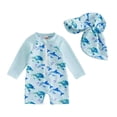 thumbnail image 6 of Lullu Boys Long Sleeve Rash Guard One-Piece Swimsuit with Hat Bathing Suits, Sizes 3M-3T, 6 of 6