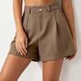 thumbnail image 4 of Sheghy Cotton Shorts for Women Casual Women High Waist Solid Blazer Suit Shorts with Functional Pockets Khaki L, 4 of 5