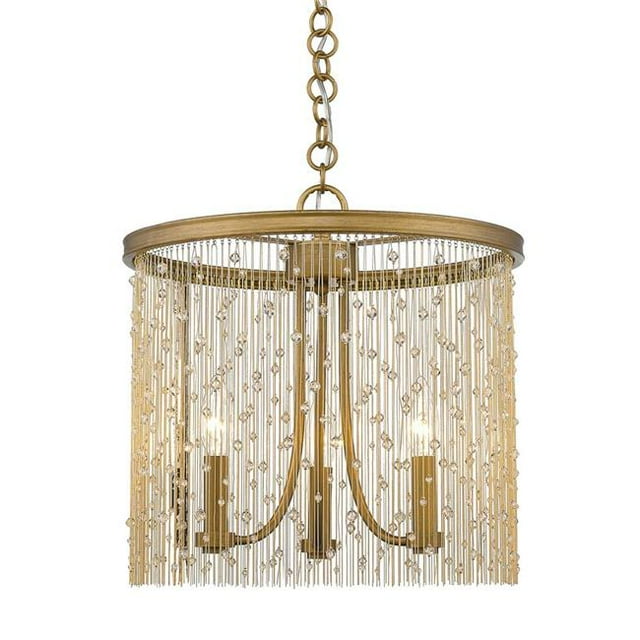 Golden Lighting 1771-3P PG-CRY 3 Light Pendant, Peruvian Gold & Crystal Strands