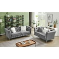 thumbnail image 1 of 2+3 Seat Sofa Set, Velvet Sofa Couch with Throw Pillows, Upholstered Loveseat Sofa with Sturdy Acrylic Feet, Long Sofa with Comfortable Backrest for Living Room, Bedroom, Gray, 1 of 7