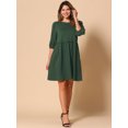 thumbnail image 3 of DARING DIVA Casual Scoop Neck Pocket Babydoll Dress XS Dark Green, 3 of 6