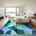 thumbnail image 3 of ODIKA 8'x10' Machine Washable Non-Slip Area Rug, Geometric Teal High Traffic Rug with Pad, Green, 1051423, 3 of 8