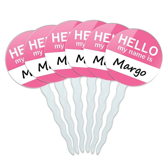 Margo Hello My Name Is Cupcake Picks Toppers - Set of 6