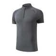 thumbnail image 2 of UVEASISHA Mens Quick Dry Workout Shirts Quarter Zip Mock Neck Short Sleeve Moisture Wicking Performance T-Shirts Compression Casual Athletic Pullover Dark Gray XXL, 2 of 5